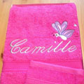 Broderie linge de maison : Drap de douche couple